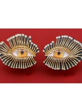 🌹RESERVED🌹Schiaparaely Earrings Eye Lashes Crystals Earrings